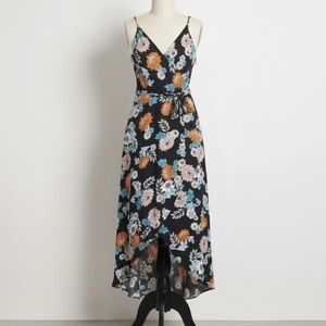 ASTR| Blue Orange Floral Maxi Spaghetti Strap Sundress w/Hi-Low Front Sz XS